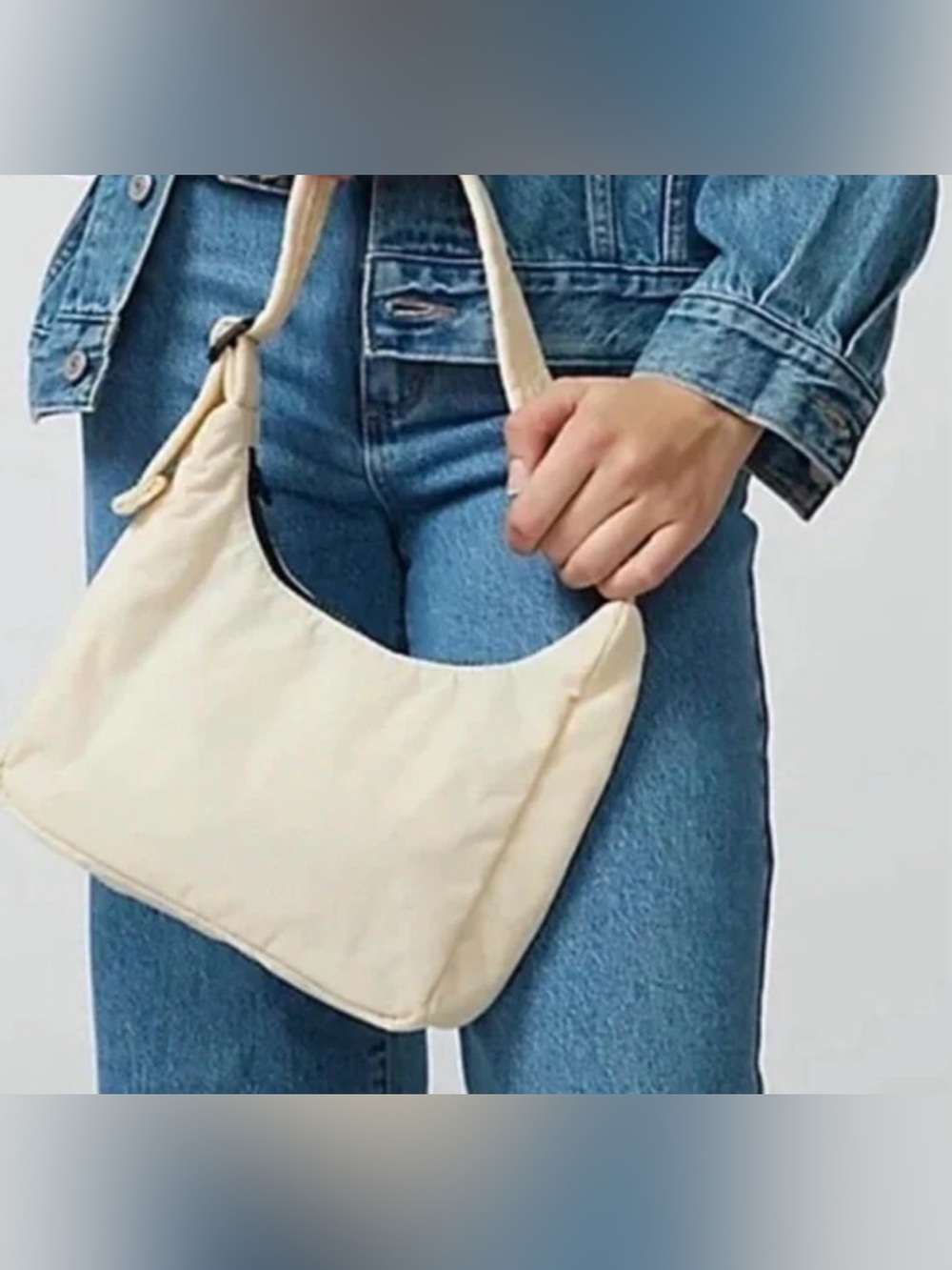 Baggu Mini Nylon Shoulder Bag Ivory/butter features a durable recycled nylon